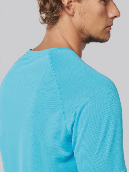 Détails coutures manches raglan sur le t-shirt de sport PA438 en coloris Light Turquoise