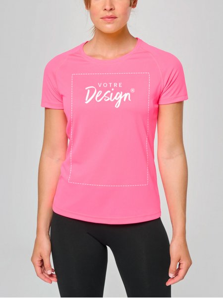 Tee shirt de sport pour femme PA439 en coloris Fuorescent Pink avec votre design