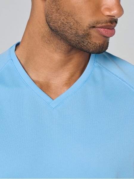 zoom sur le col du T-shirt Homme col V 10 km des Étoiles personnalisable