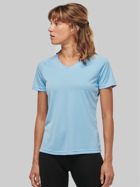 Tee shirt de sport col V pour femme PA477 en coloris Sky Blue