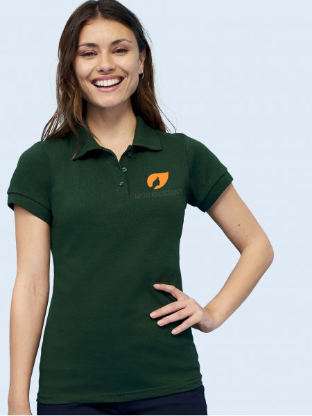 Polo femme Perfect Women en coloris Vert Bouteille avec exemple de logo imprimé