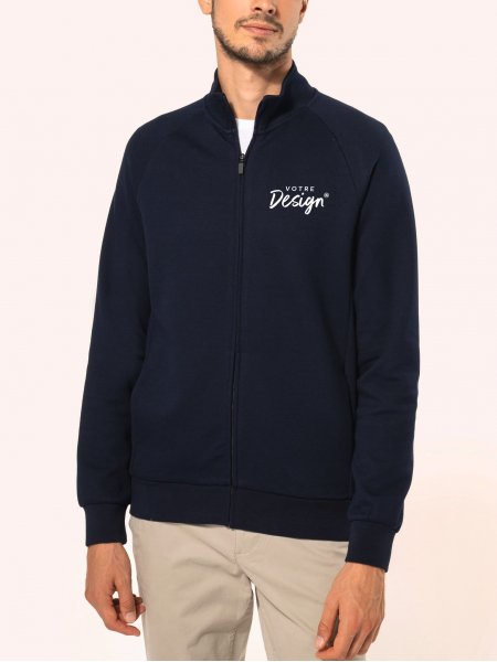 mannequin homme de face portant la Veste zippée homme personnalisable