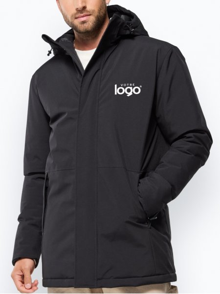 Mannequin homme de face portant la parka PK543 couleur noir