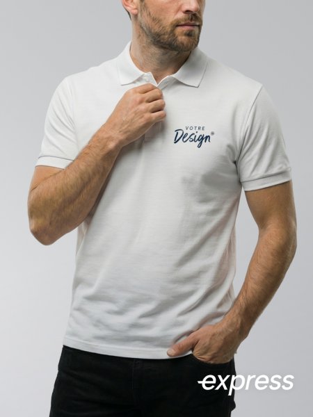 Polo manches courtes blanc personnalisable en livraison express Polo manches courtes blanc personnalisable en livraison express