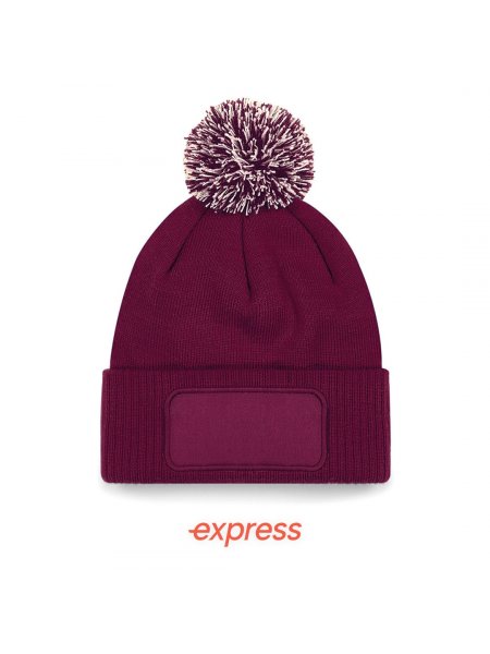 Bonnet pompon personnalisé Express Burgundy / Off White