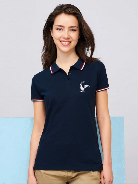 Exemple de logo floqué sur le polo femme Prestige Women en coloris French Marine