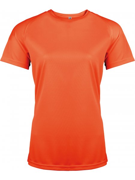 T-shirt sport pour femme personnalisé - manches courtes Fluorescent Orange