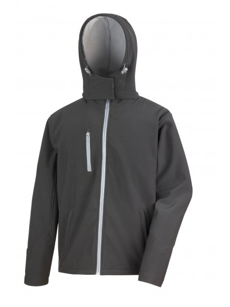 Veste Softshell Capuche Homme Black / Grey