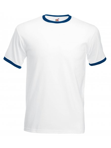 Tshirt col et manches bicolores à personnaliser White / Navy