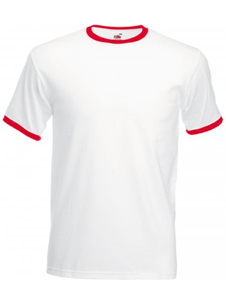 Tshirt col et manches bicolores à personnaliser White / Red