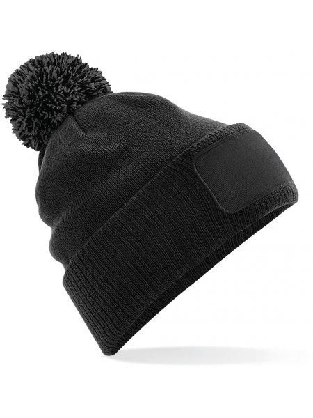 Bonnet à pompon personnalisé - Snowstar Patch Black / Graphite Grey