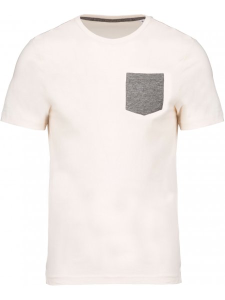 T-shirt bio avec poche à personnaliser Cream / Grey Heather