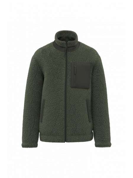 Veste écoresponsable en sherpa unisexe personnalisable Dark Khaki