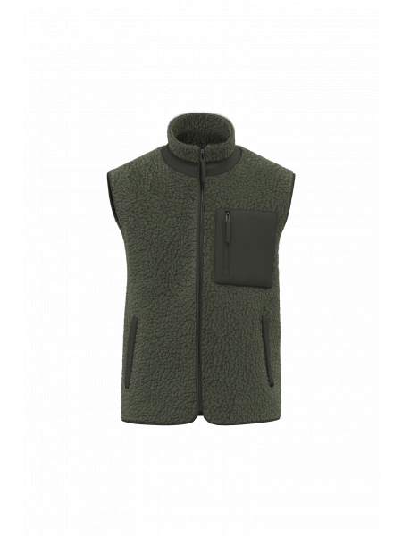 Bodywarmer écoresponsable en sherpa unisexe personnalisable Dark Khaki