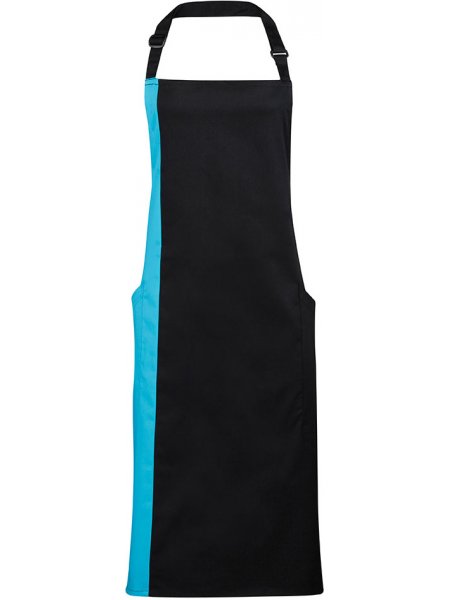 Tablier à bavette bicolore à personnaliser Black / Turquoise
