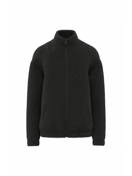 Sweat-shirt zippé à épaules tombantes en sherpa unisexe personnalisable Black