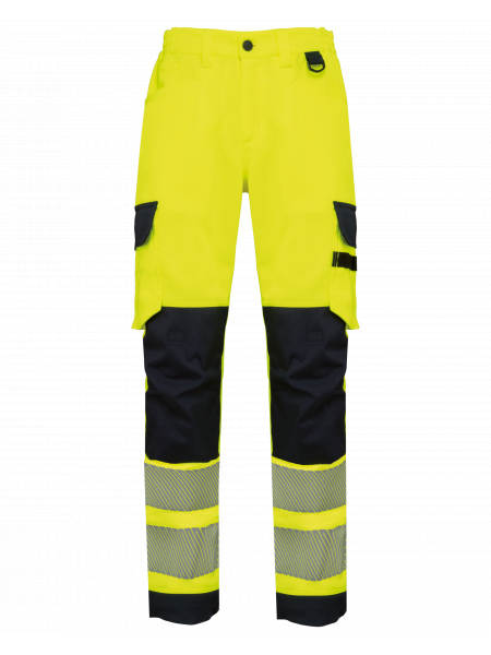Pantalon de sécurité recyclé multipoches unisexe personnalisable Hi Viz Yellow / Navy