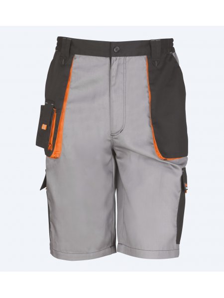 Short de travail Lite R319X en coloris Grey / Black / Orange vu de face sur fond gris