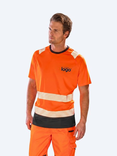 Tshirt de sécurité R502X couleur orange fluo - haute visibilité personnalisable