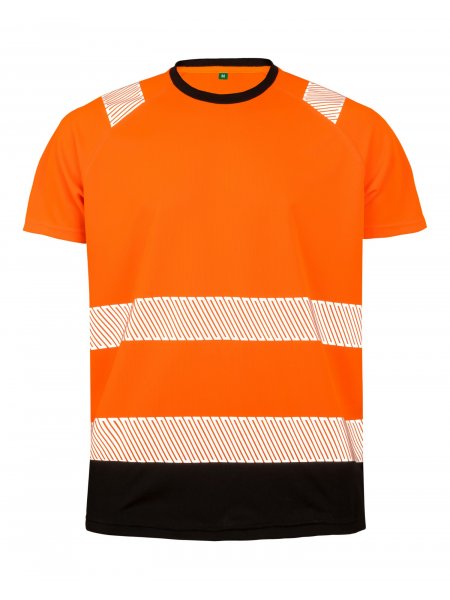 T-shirt de sécurité recyclé haute visibilité personnalisable Orange / Black