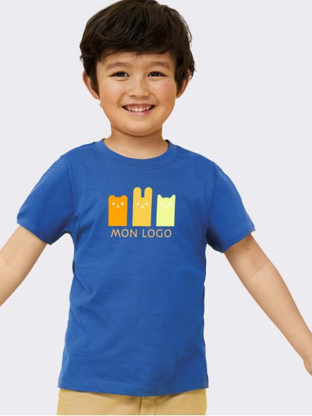 T shirt pour enfant Regent Kids en coloris Royal avec exemple de logo imprimé