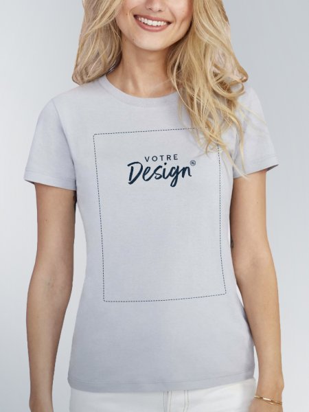 T shirt Regent femme en coloris gris pur avec votre design et zone de personnalisation