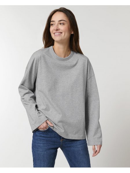 t-shirt manches longues oversized en coton bio à personnaliser Triber coloris Heather Grey