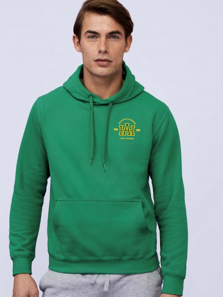 Sweat à capuche Slam coloris vert prairie avec exemple de logo imprimé Sweat à capuche Slam coloris vert prairie avec exemple de logo imprimé