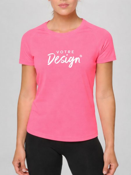 Tee shirt de sport pour femme PA439 en coloris Fuorescent Pink avec votre design Tee shirt de sport pour femme PA439 en coloris Fuorescent Pink avec votre design