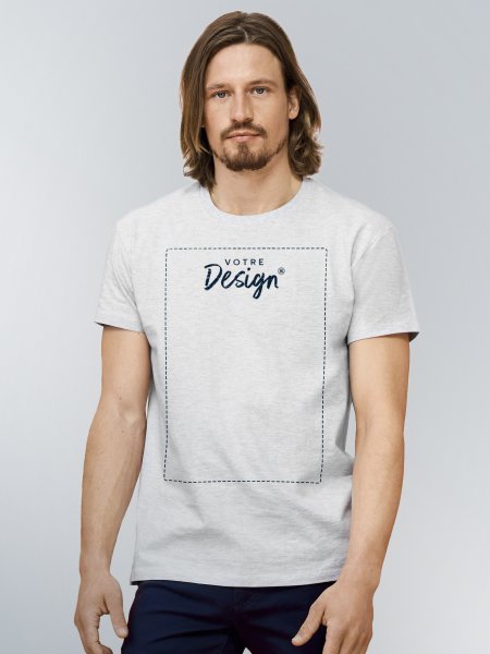 T shirt Imperial porté par un mannequin homme avec exemple votre design et zone de personnalisation