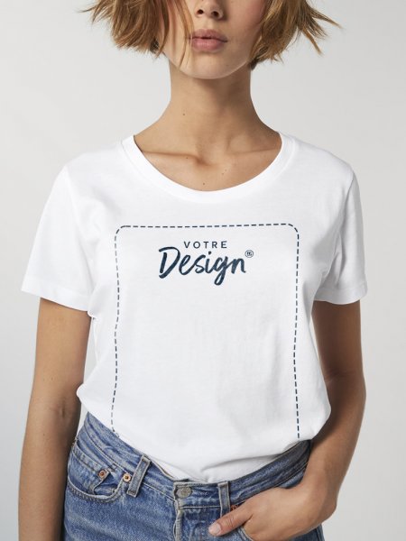 Tee shirt femme Expresser coloris White avec zone de personnalisation pour votre design