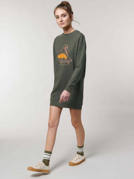 Robe sweatshirt Kicker à personnaliser en coloris Kahki avec exemple d'impression sur le devant