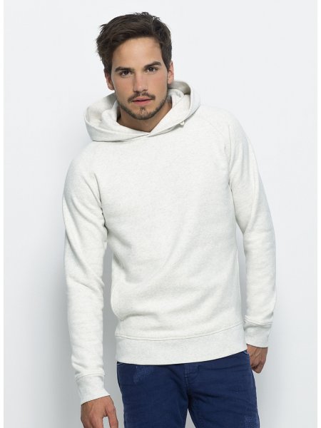 Le sweat à capuche STSM607 à personnaliser en coloris Cream Heather Grey Le mannequin porte le sweat à capuche STSM607 à personnaliser en coloris Cream Heather Grey