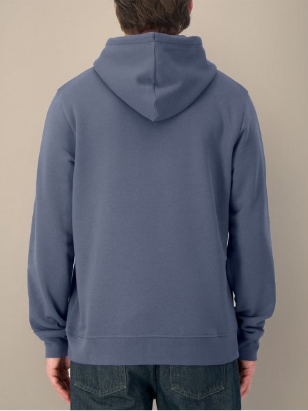 Mannequin homme de dos portant le sweat unisexe drummer couleur blue grey