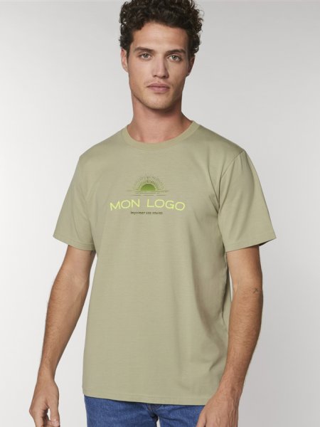 T-shirt épais Sparker en coloris Sage avec exemple de logo imprimé
