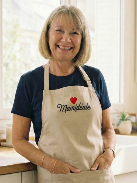 mannequin femme de face portant le Tablier Mamidéale mannequin femme de face portant le Tablier Mamidéale