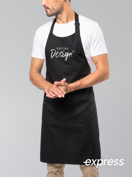 Tablier noir personnalisable en livraison express
