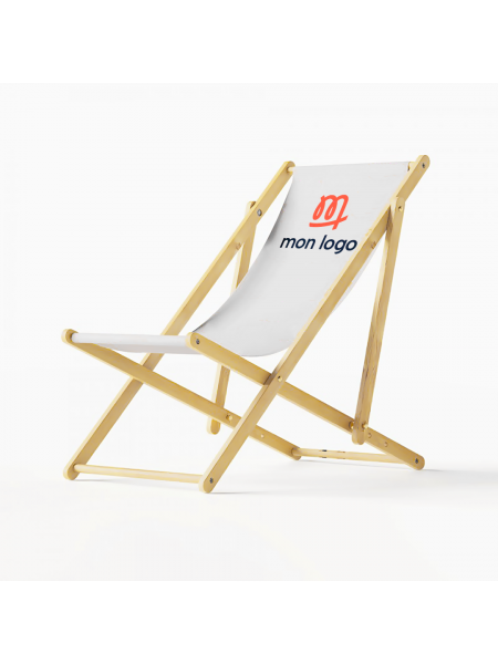 Chaise de plage/transat en bois avec exemple logo imprimé