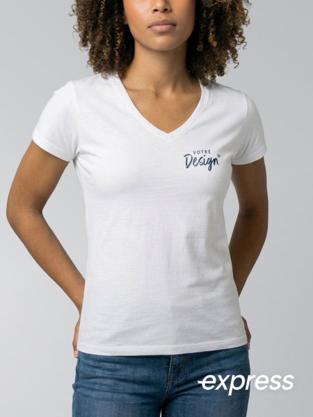 T-shirt col V pour femme à personnaliser livré en 48h