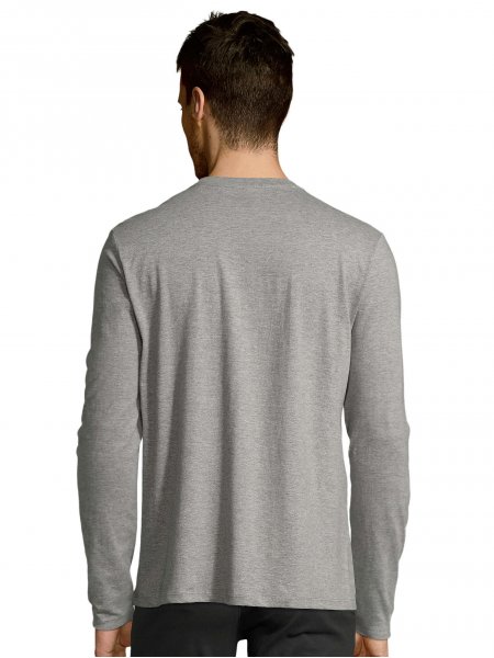 Vue de dos du t-shirt manches longues Imperial LSL en coloris gris chiné porté par un homme