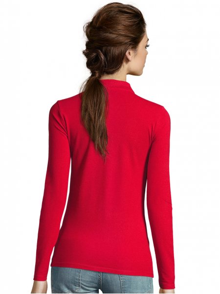 Vue de dos du polo manches longues femme Perfect LSL Women en coloris Rouge