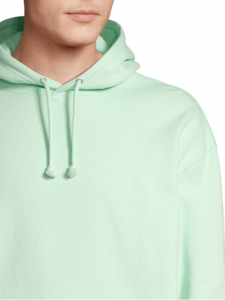 zoom face, sur la capuchedu sweat condor unisexe dans le coloris vert cremeux zoom face, sur la capuchedu sweat condor unisexe dans le coloris vert cremeux