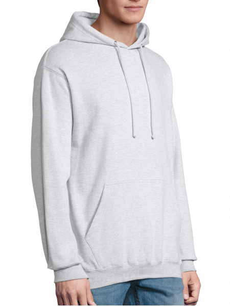 un homme de 3/4 portant le sweat condor à capuche unisexe dans le coloris gris chiné un homme de 3/4 portant le sweat condor à capuche unisexe dans le coloris gris chiné