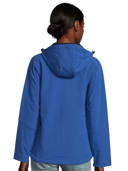 Dos de la veste Softshell à capuche pour femme Replay Women en coloris Royal