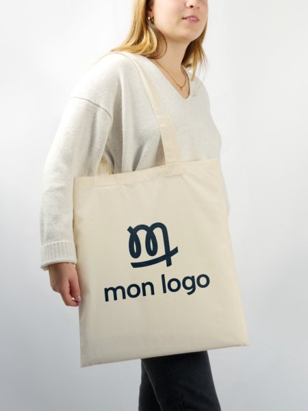 Le tote bag W101 en coloris Natural personnalisé avec logo personnalisé