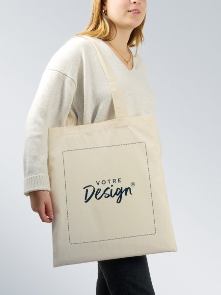 Le tote bag W101 en coloris Natural personnalisé avec votre design dans la zone de personnalisation