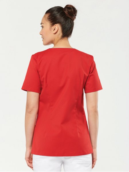 Dos de la blouse WK506 en coloris deep red