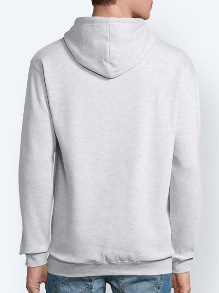 Mannequin homme de dos portant le sweat condor à capuche unisexe en couleur gris chine Mannequin homme de dos portant le sweat condor à capuche unisexe en couleur gris chine