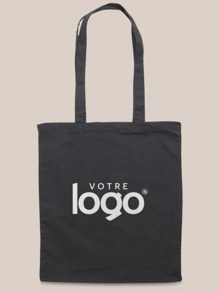 Tote bag pas cher personnalisé avec votre logo, référence 04101 couleur noir, impression face