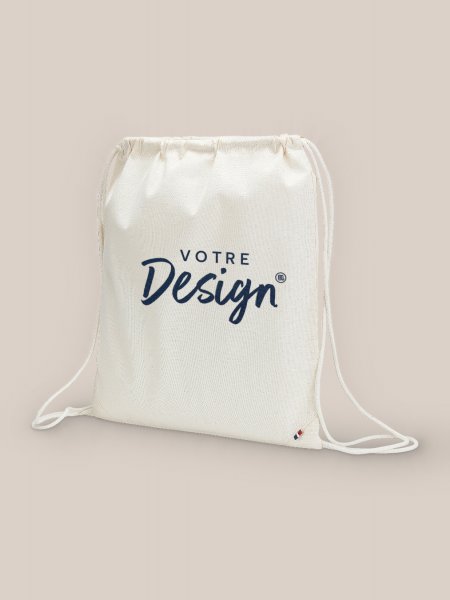 Sac à dos 04334 en coton naturel personnalisé avec votre design, impression au centre de la face avant
